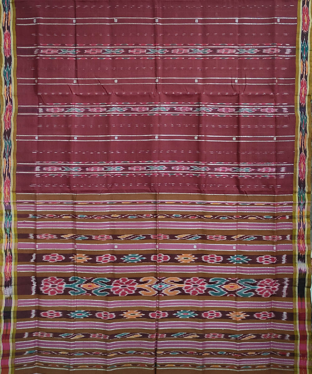 Brown handwoven cotton odisha ikat saree