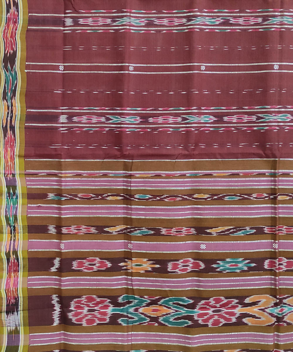 Brown handwoven cotton odisha ikat saree