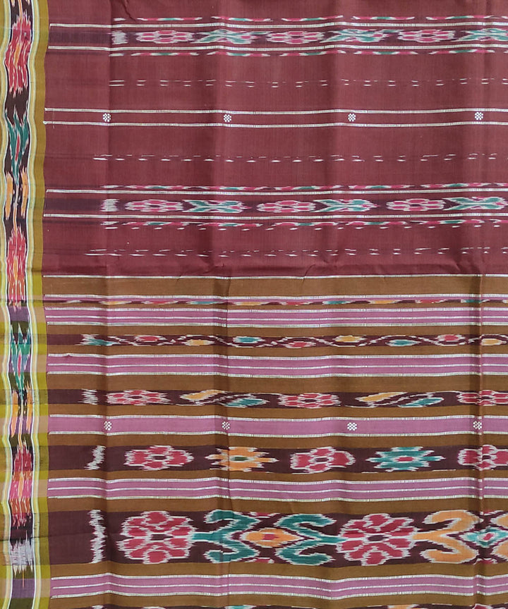 Brown handwoven cotton odisha ikat saree