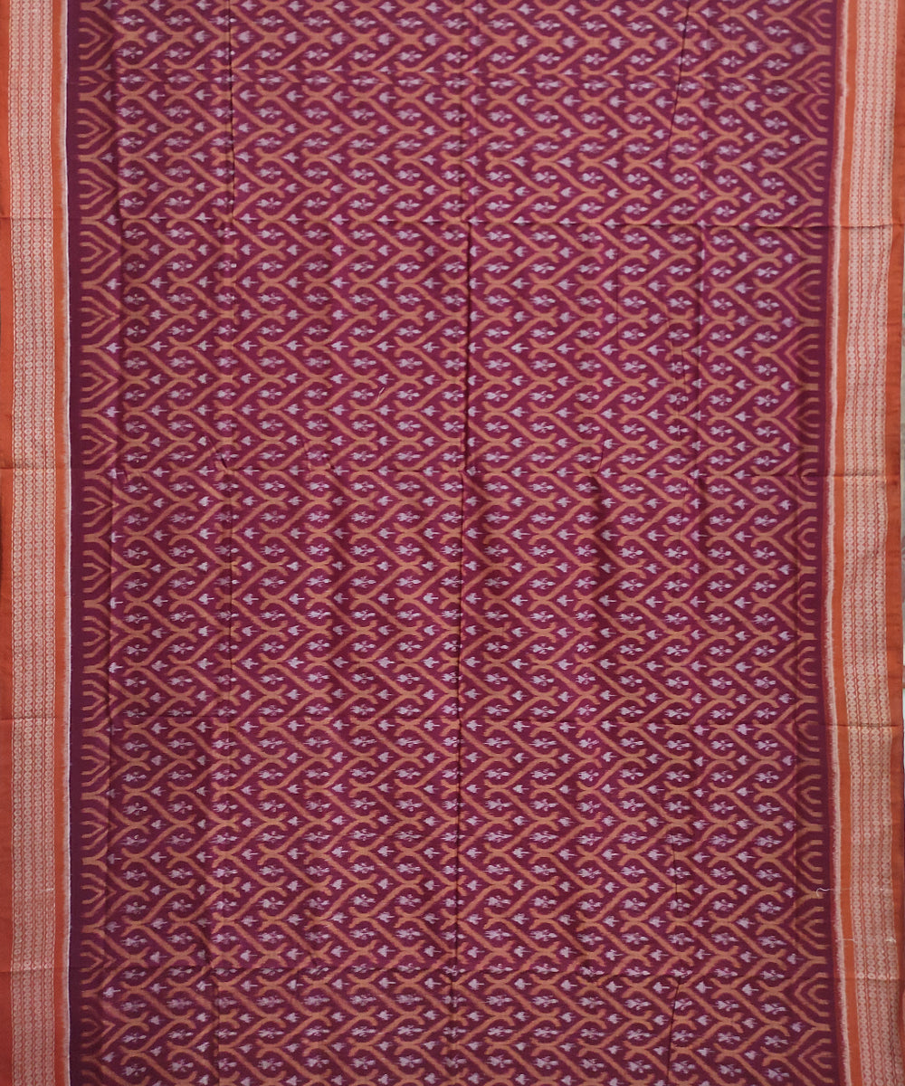 Maroon tawny brown cotton handwoven sambalpuri saree
