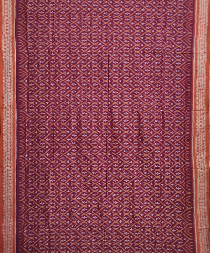Maroon tawny brown cotton handwoven sambalpuri saree