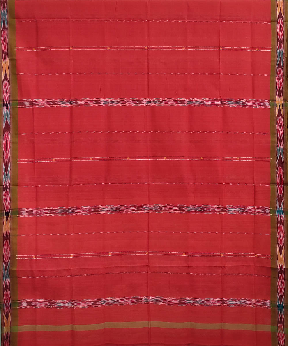 Red green handwoven cotton odisha ikat berhampuri saree