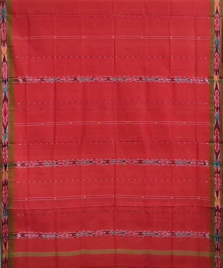 Red green handwoven cotton odisha ikat berhampuri saree