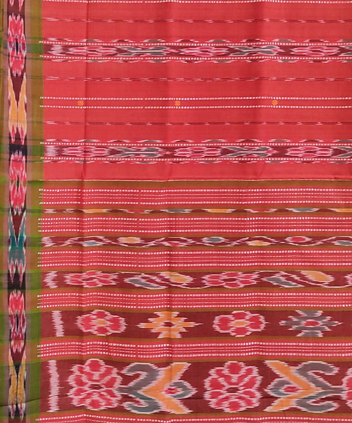 Red green handwoven cotton odisha ikat berhampuri saree