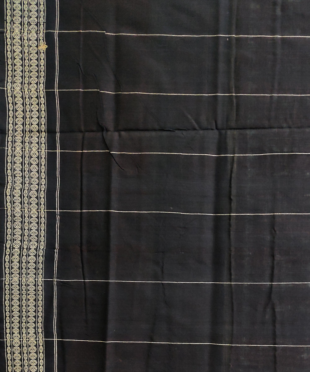Peach black cotton handwoven sambalpuri saree