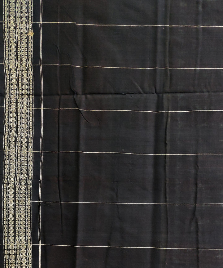 Peach black cotton handwoven sambalpuri saree
