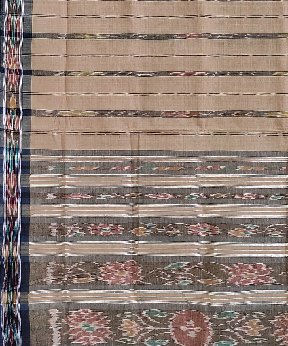 Beige handwoven cotton odisha ikat saree