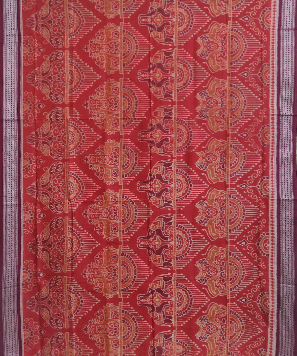 Brown rust maroon cotton handwoven sambalpuri saree