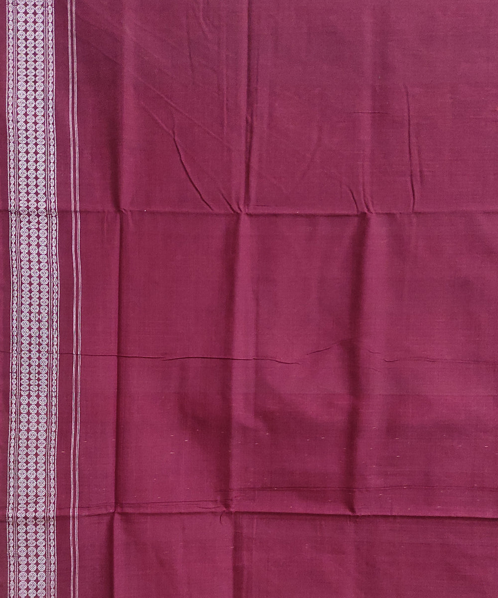 Brown rust maroon cotton handwoven sambalpuri saree