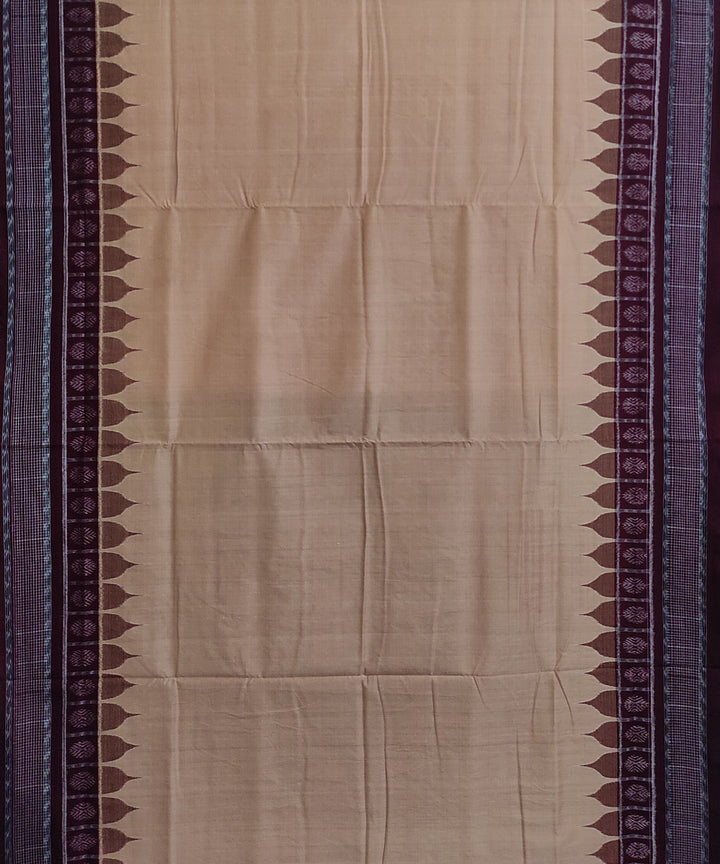 Beige maroon cotton handwoven sambalpuri saree