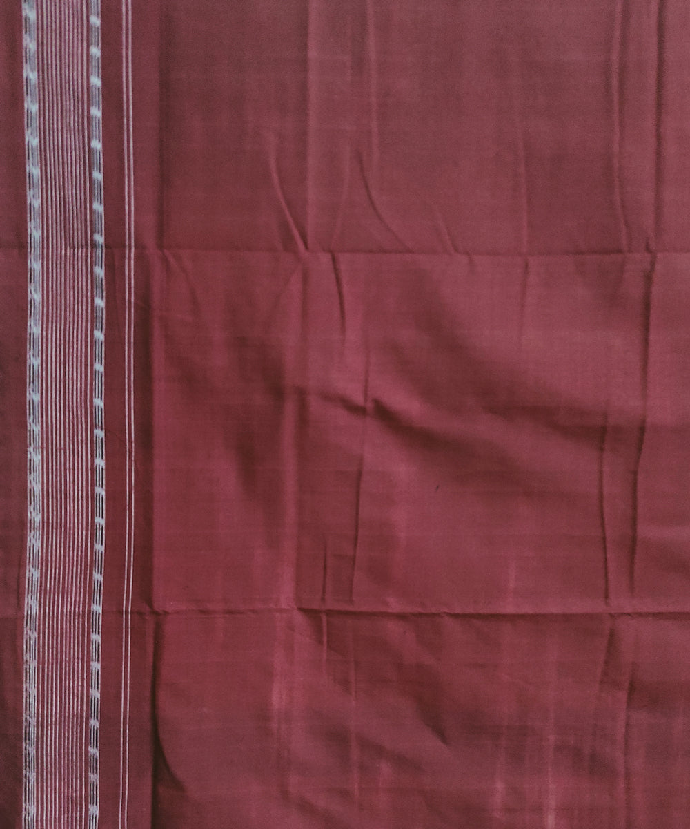 Beige maroon cotton handwoven sambalpuri saree