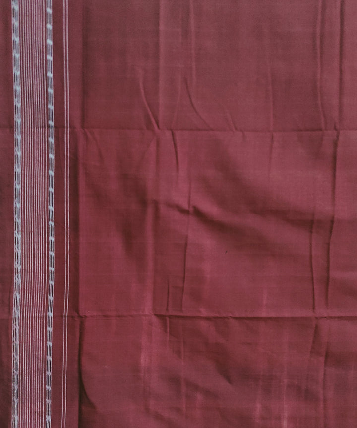 Beige maroon cotton handwoven sambalpuri saree