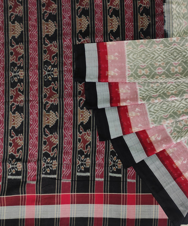 Grey black cotton handwoven sambalpuri saree