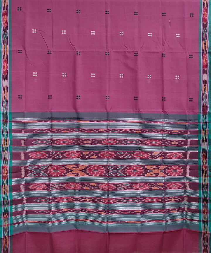 Pink and blue handwoven cotton odisha ikat saree