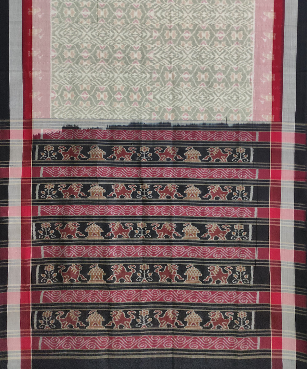 Grey black cotton handwoven sambalpuri saree