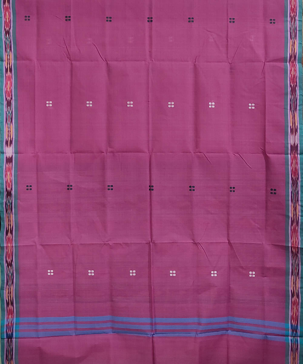 Pink and blue handwoven cotton odisha ikat saree