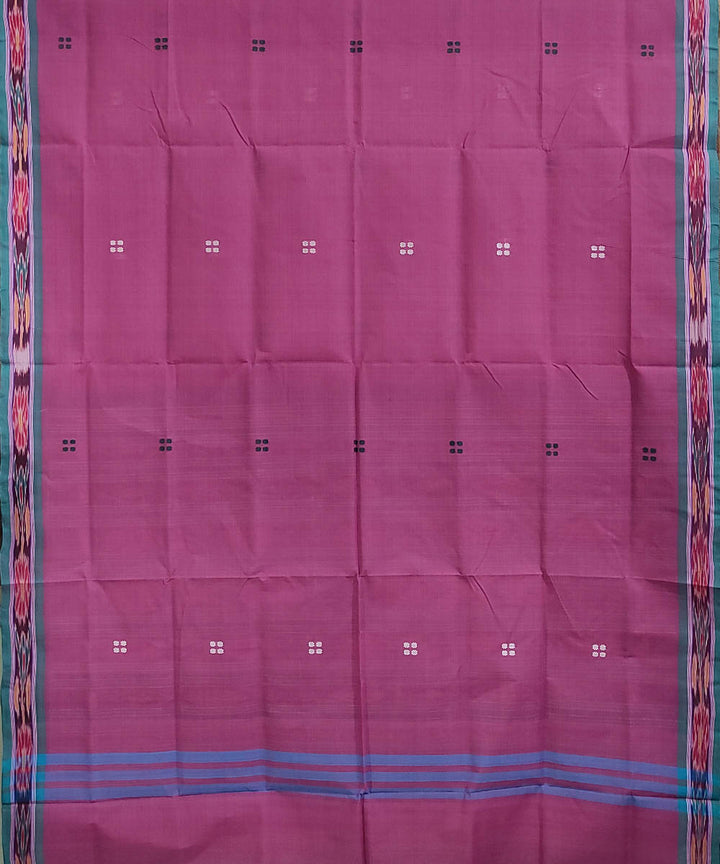 Pink and blue handwoven cotton odisha ikat saree