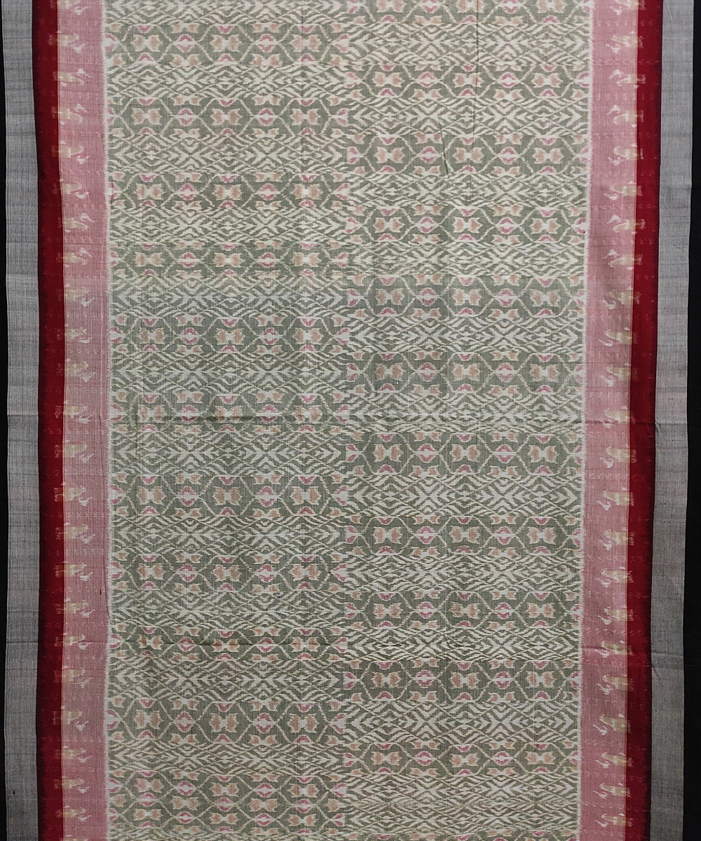 Grey black cotton handwoven sambalpuri saree