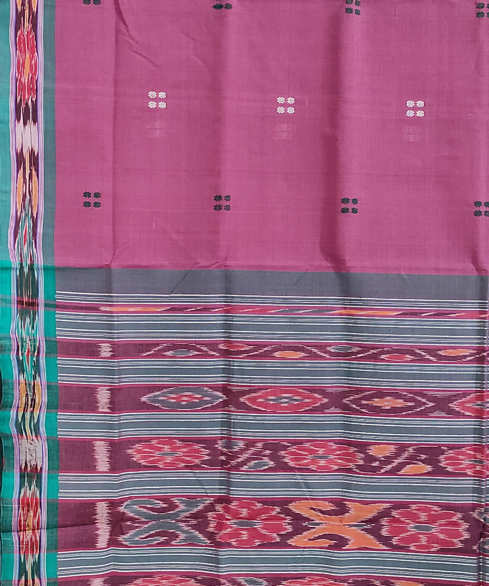 Pink and blue handwoven cotton odisha ikat saree