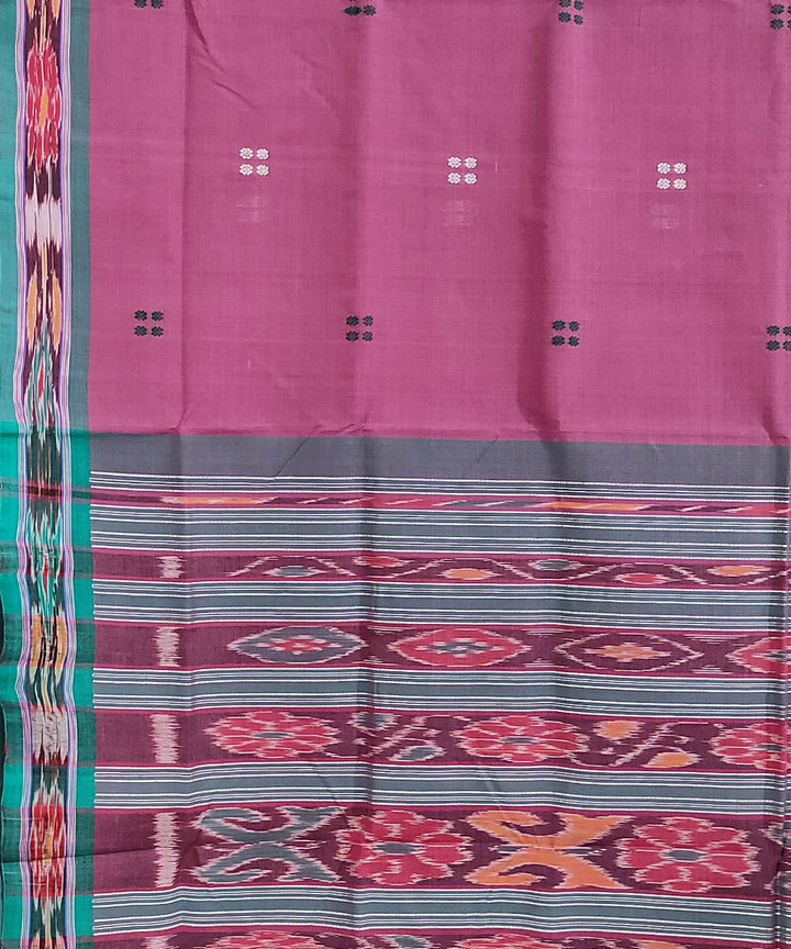 Pink and blue handwoven cotton odisha ikat saree
