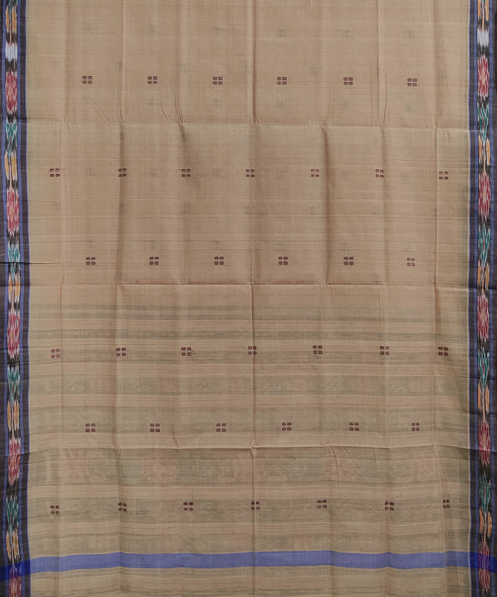 Beige black handwoven cotton odisha ikat saree