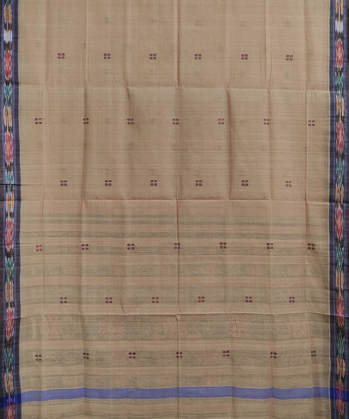 Beige black handwoven cotton odisha ikat saree