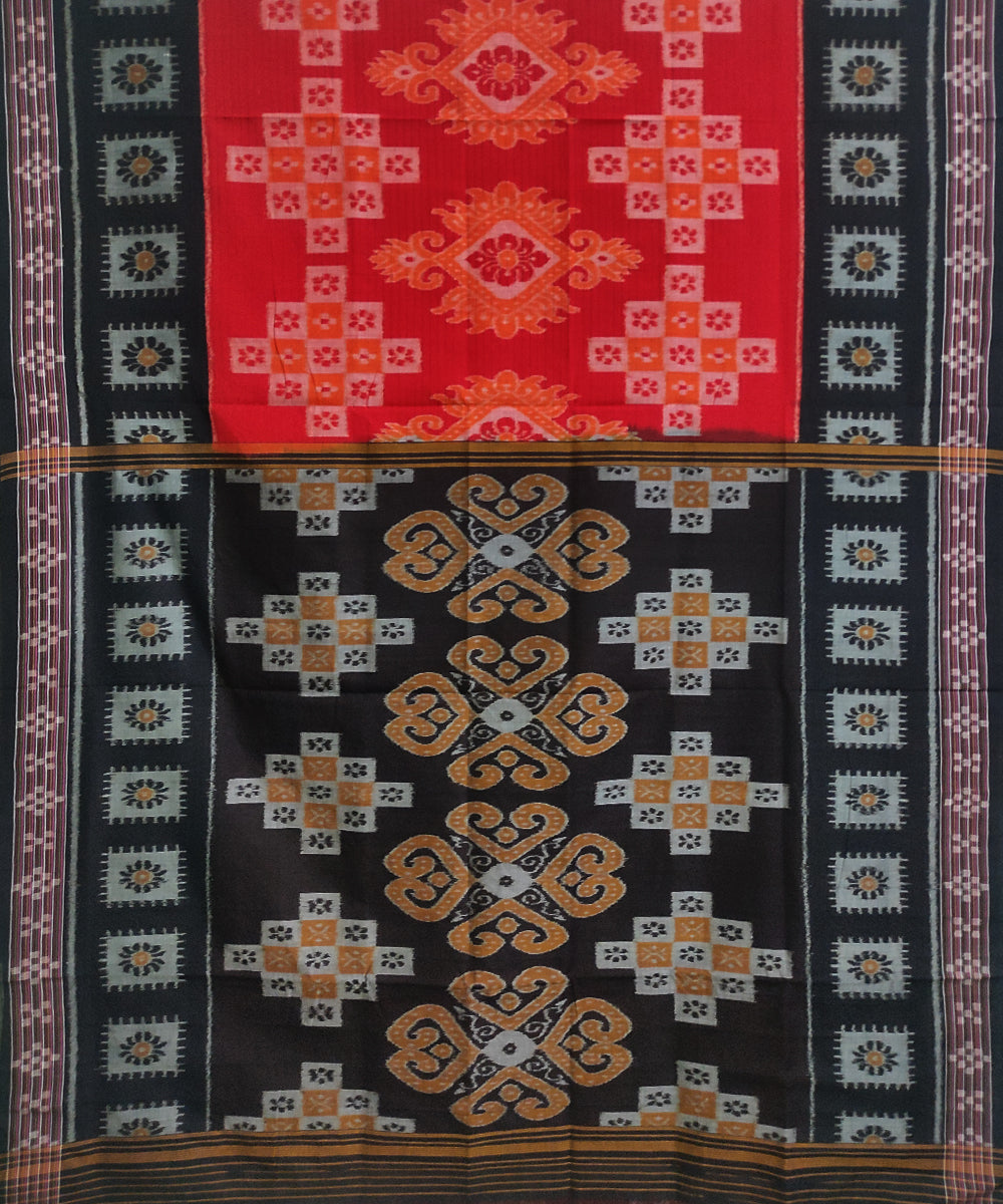 Red black cotton handwoven nuapatna saree