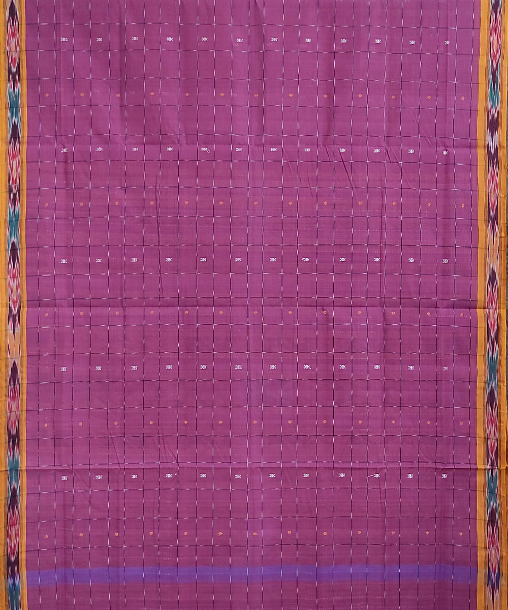 Pink and yellow handwoven cotton odisha ikat berhampuri saree