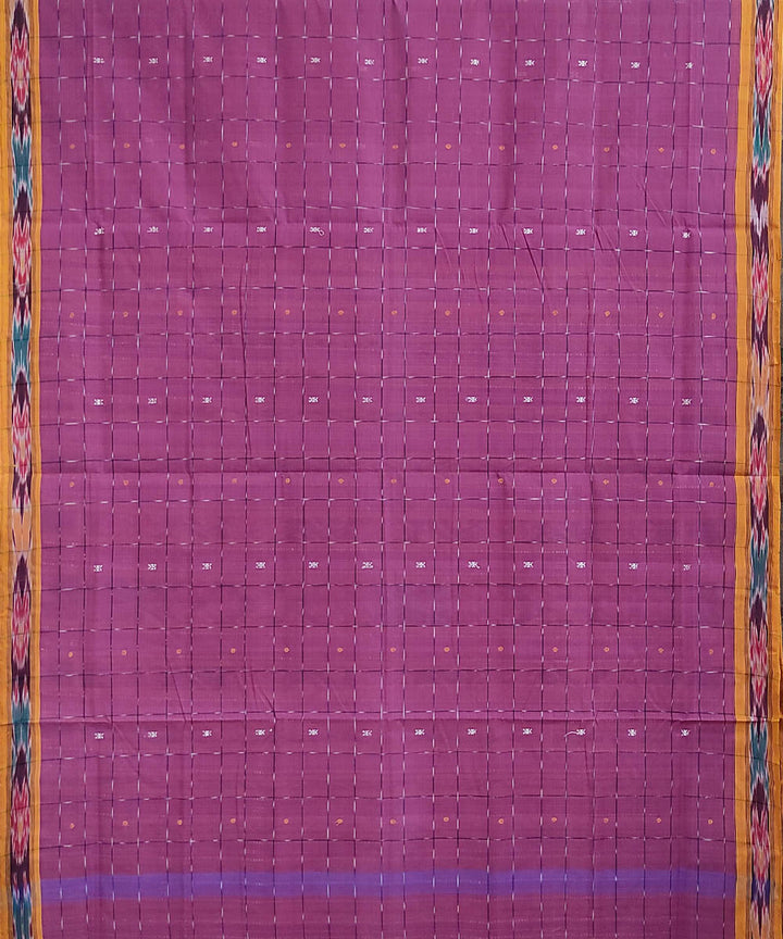 Pink and yellow handwoven cotton odisha ikat berhampuri saree