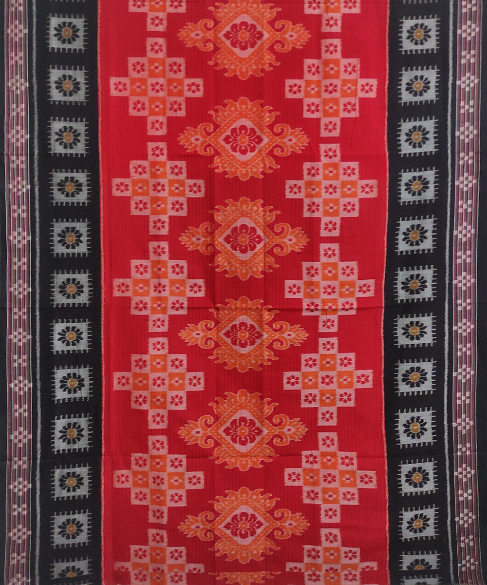 Red black cotton handwoven nuapatna saree