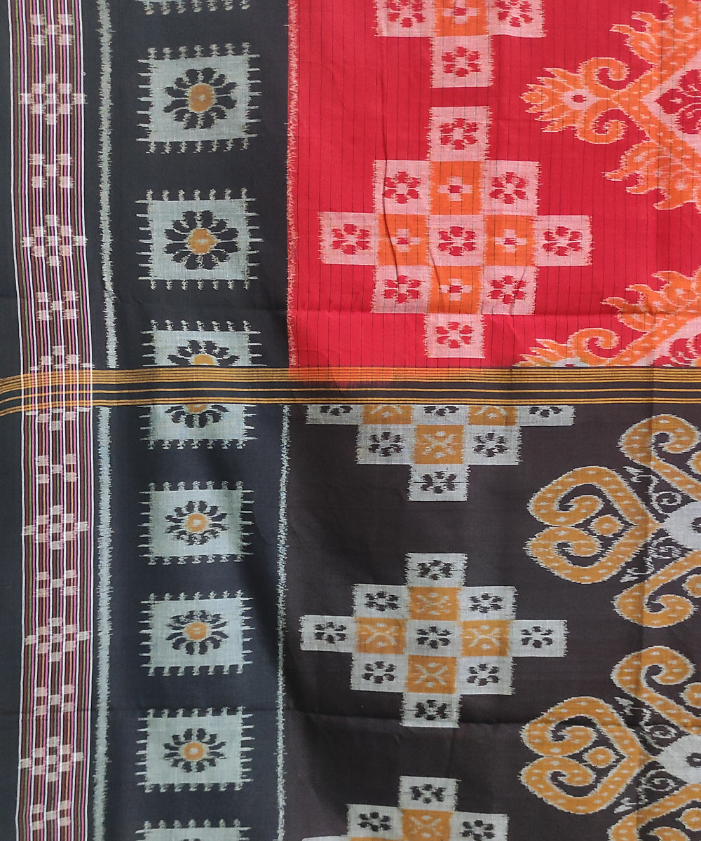 Red black cotton handwoven nuapatna saree