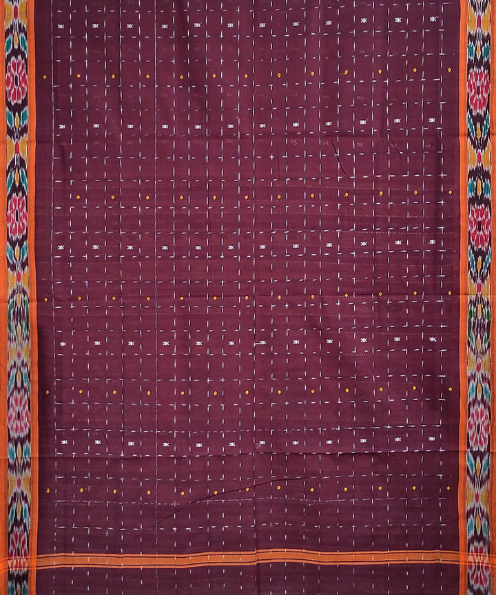 Maroon orange handwoven cotton odisha ikat saree