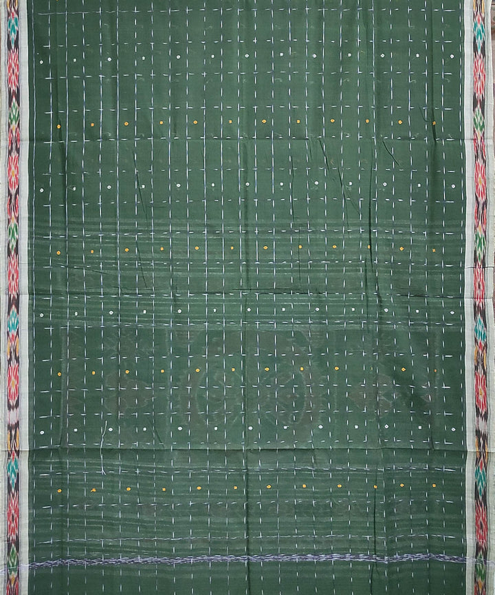 Dark green handwoven cotton odisha ikat saree