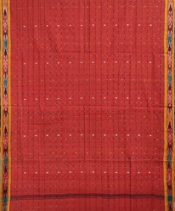 Red yellow handwoven cotton odisha ikat saree
