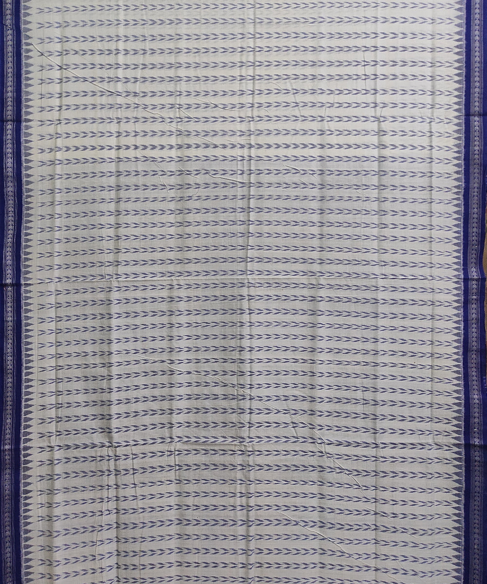 Offwhite blue cotton handwoven sambalpuri saree