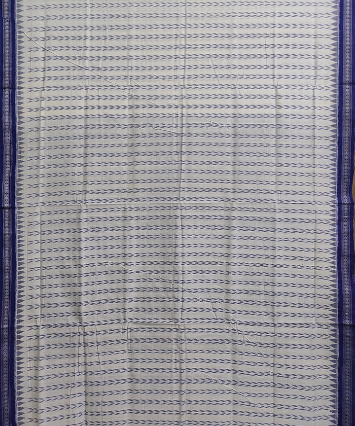 Offwhite blue cotton handwoven sambalpuri saree
