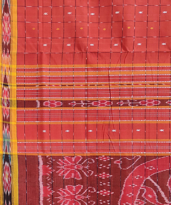Red yellow handwoven cotton odisha ikat saree