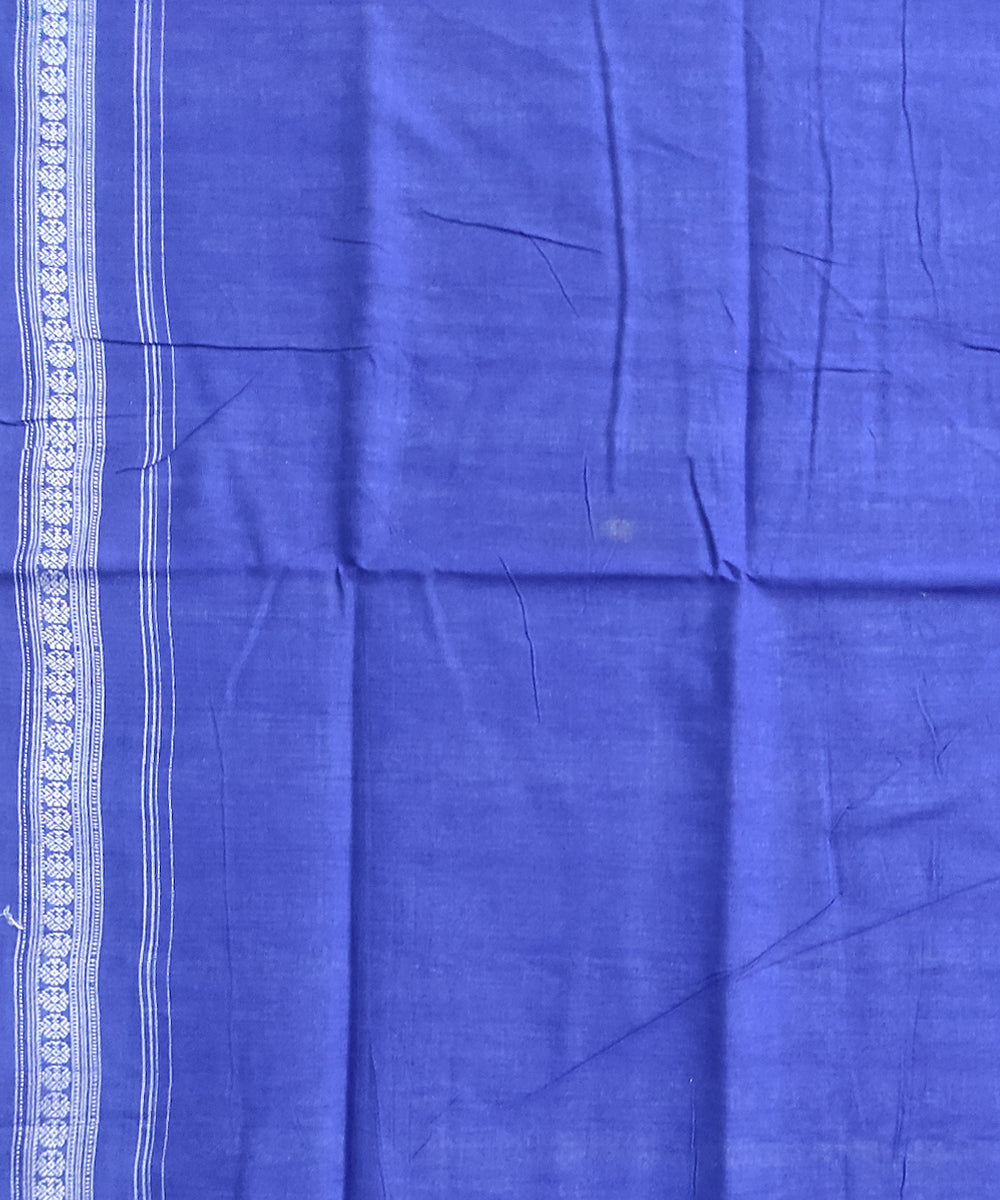 Offwhite blue cotton handwoven sambalpuri saree