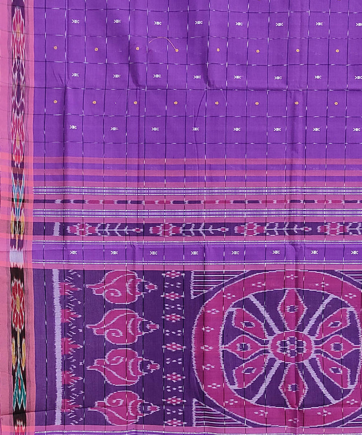 Lavender pink handwoven cotton odisha ikat saree
