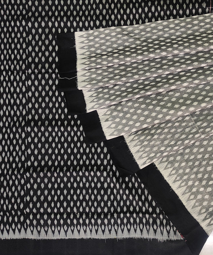 Grey black cotton handwoven sambalpuri saree