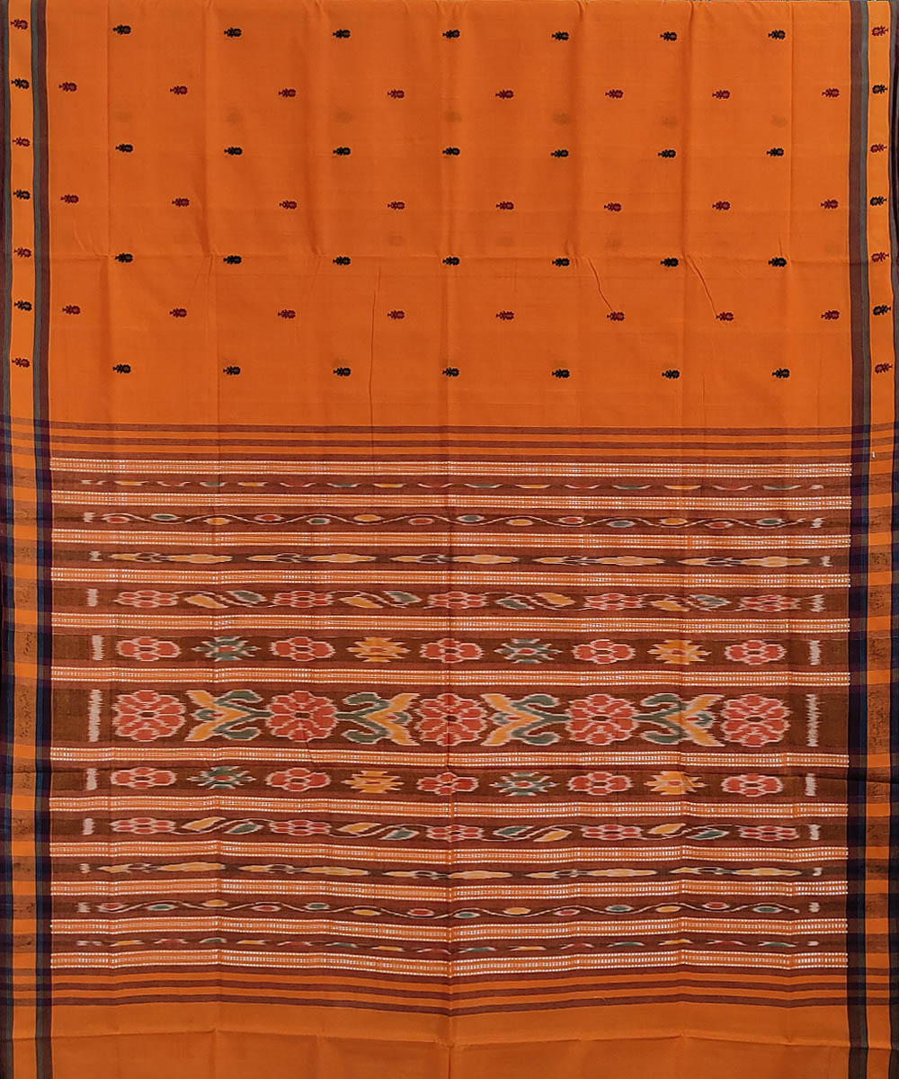 Orange handwoven cotton odisha ikat berhampuri saree