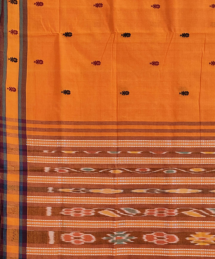 Orange handwoven cotton odisha ikat berhampuri saree