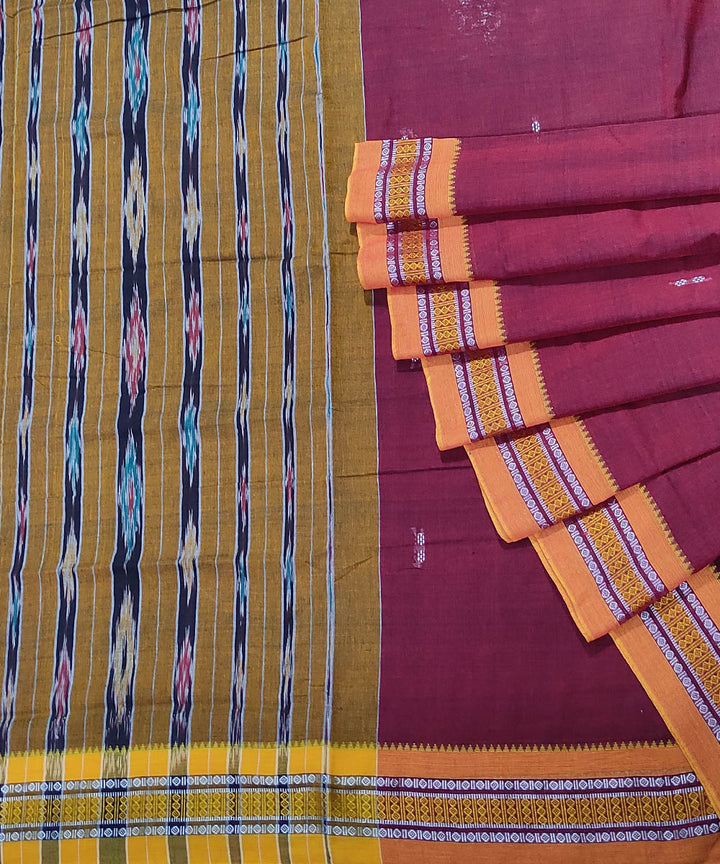 Boysenberry handwoven cotton odisha ikat berhampuri saree
