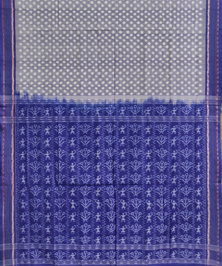 Grey blue cotton handwoven sambalpuri saree