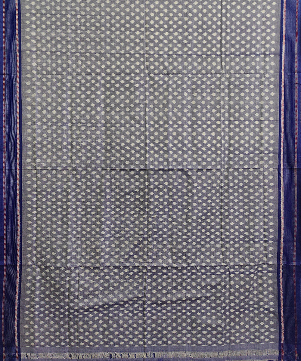 Grey blue cotton handwoven sambalpuri saree