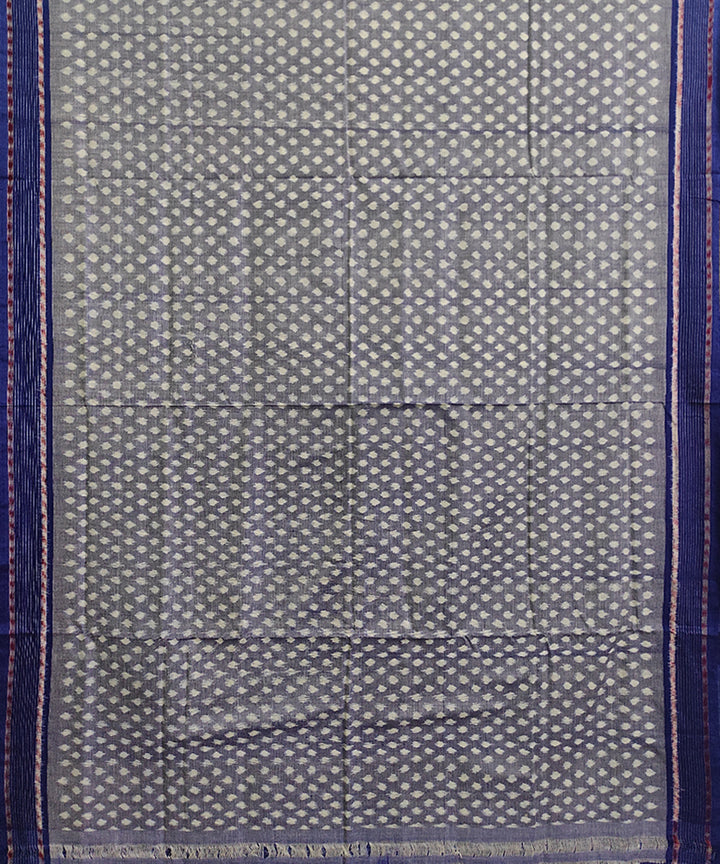 Grey blue cotton handwoven sambalpuri saree