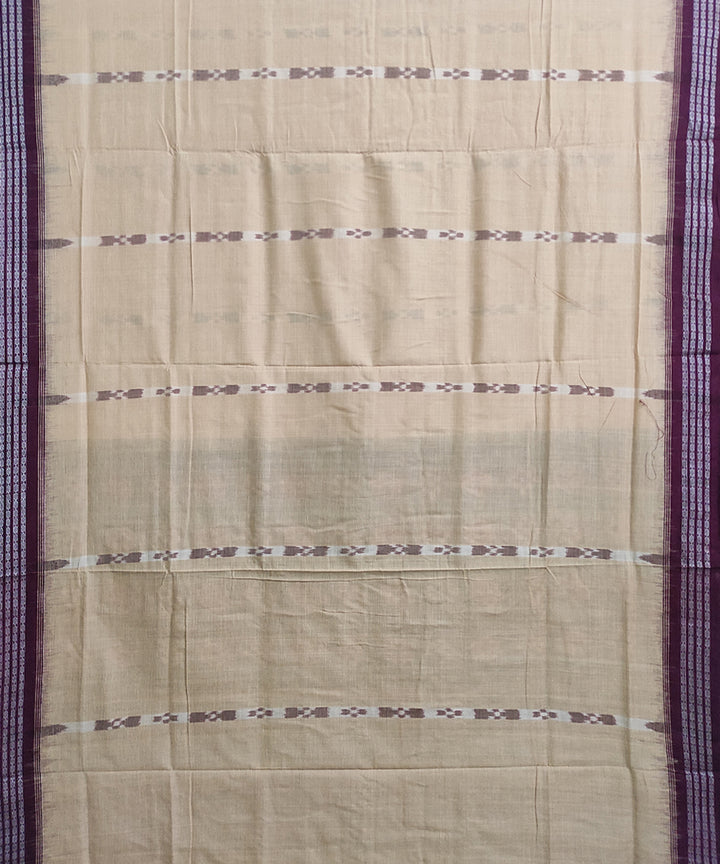 Beige maroon cotton handwoven sambalpuri saree