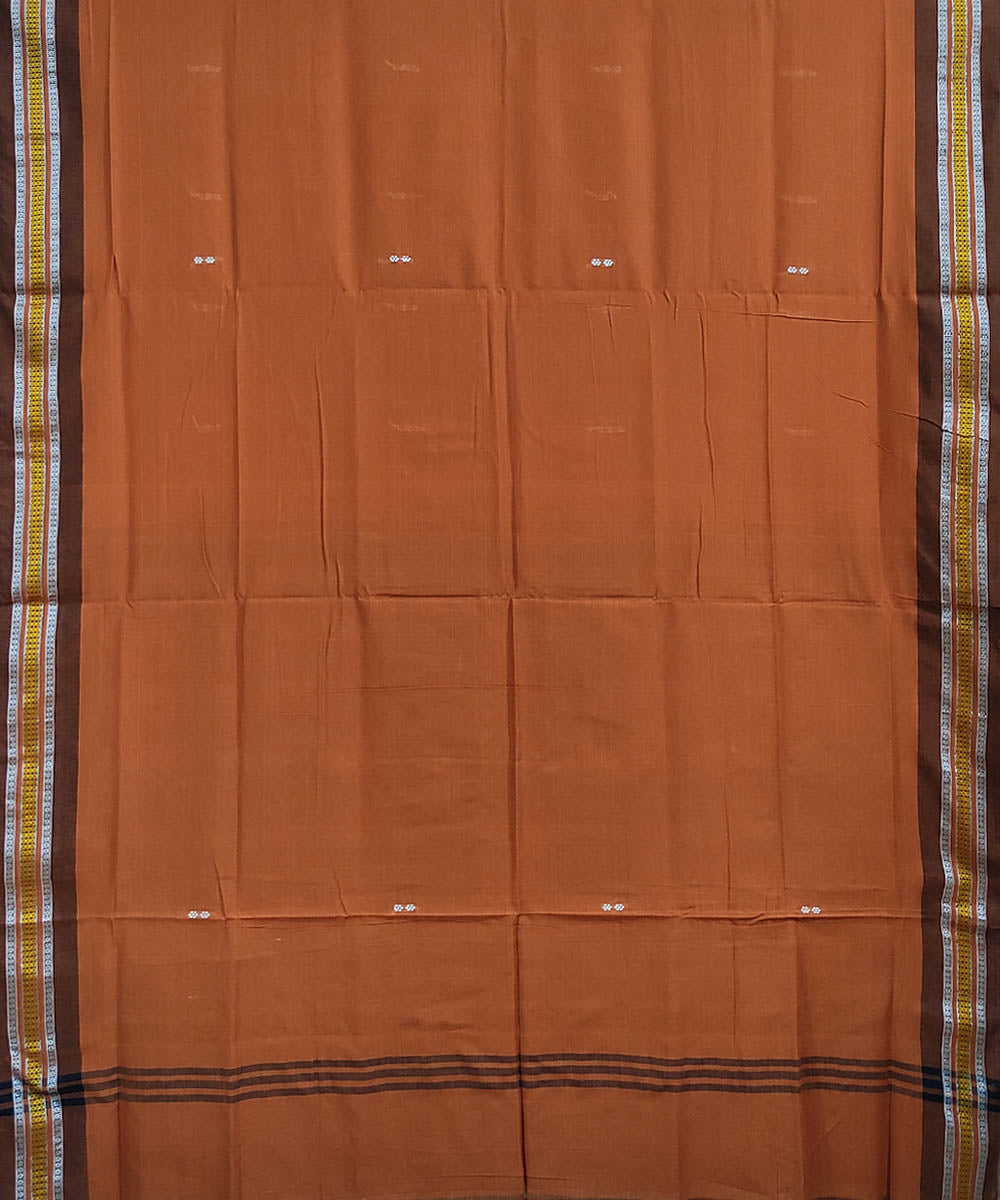Rust and black handwoven cotton berhampuri odisha ikat saree