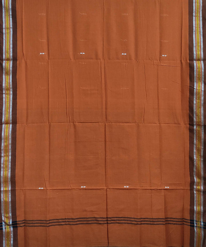 Rust and black handwoven cotton berhampuri odisha ikat saree