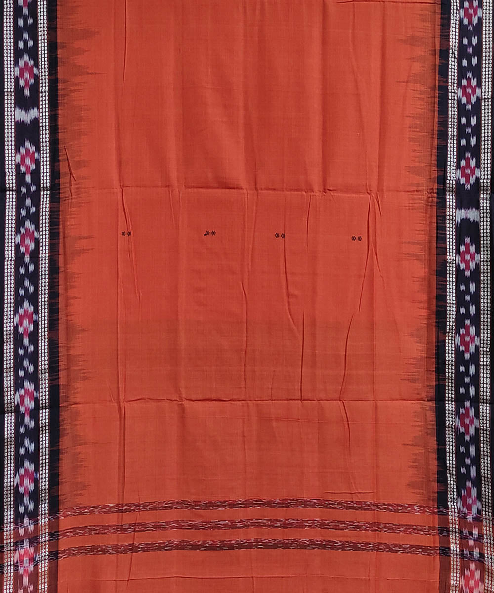 Dark coral handwoven cotton berhampuri saree